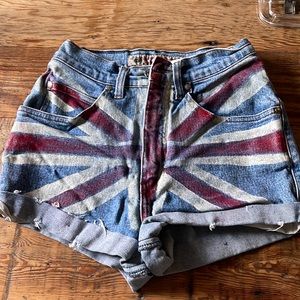 Custom union Jack high waisted vintage Levi’s shorts